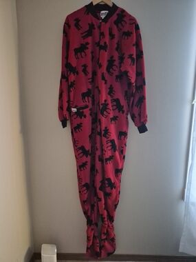 Lazy One Red and Black Fleece Onesie